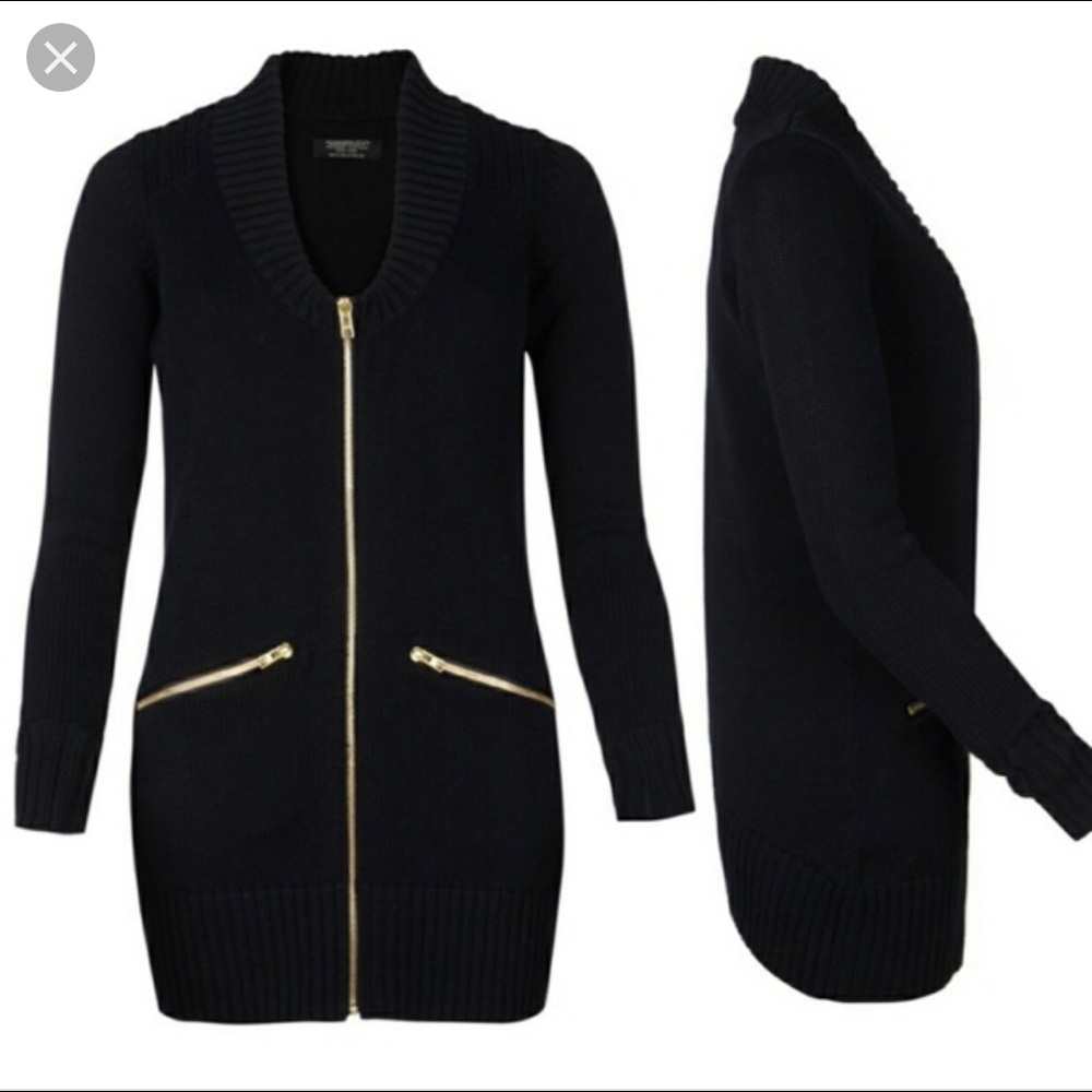 ALL SAINTS thick knit navy zip sweater tunic